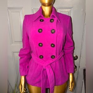 Old Navy Vibrant Pink Double-Breasted Trench Coat